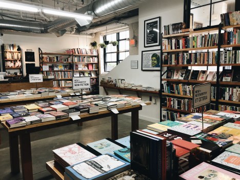 This is the interior of Riff Raff Bookstore & Bar in Providence, Rhode Island