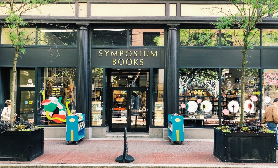 This is the exterior of Symposium Books in Providence, Rhode Island